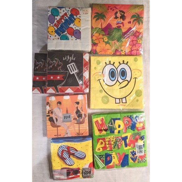 NOS Party Napkins SpongeBob Tiki Hula Birthday Girl SquarePants Paper Lot Funny - Picture 8 of 8